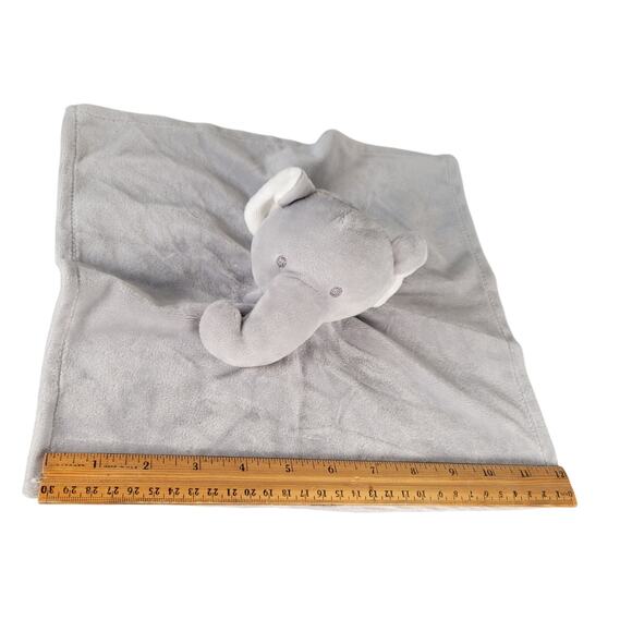 Gray Elephant Plush Lovey Security Blanket 12"x12" Soft Baby Comfort Toy - Picture 2 of 9